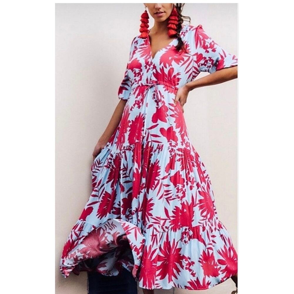 Abel The Label Morningstar High Low Floral Maxi Dress Anthropologie Boho Sz S